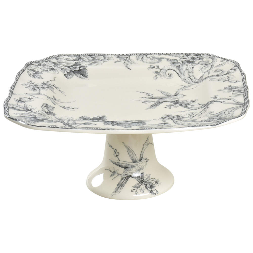 Adelaide Grey and White 10" Diameter Square Pedestal Cake Stand by 222 Fifth (PTS)-1