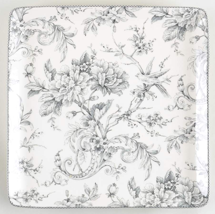 Adelaide Grey and White 14" Square Platter by 222 Fifth (PTS)-1