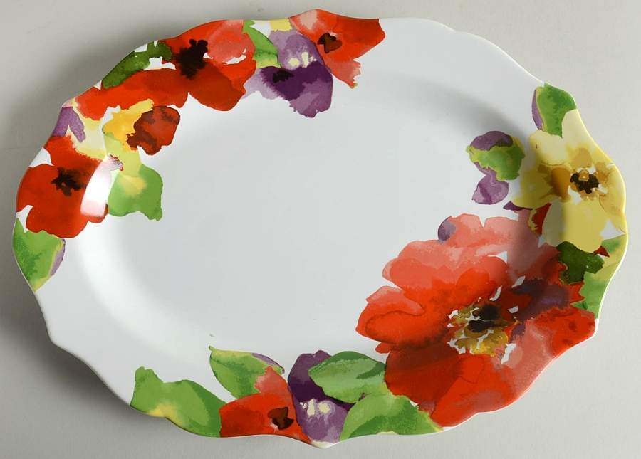 Pastiche White 14" Oval Serving Platter by 222 Fifth (PTS)-1
