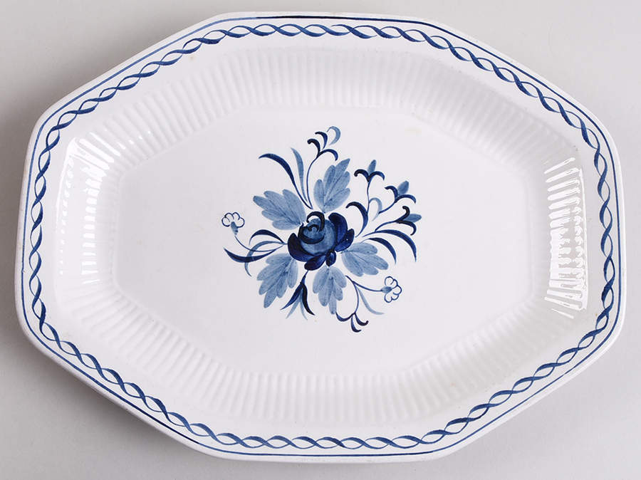 Baltic Blue (Older, Cream) 11" Octagonal Serving Platter by Adams China-1