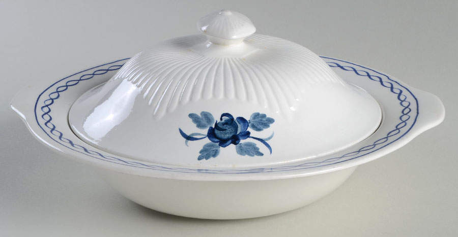 Baltic Blue (Older, Cream) Round Covered Vegetable by Adams China-1
