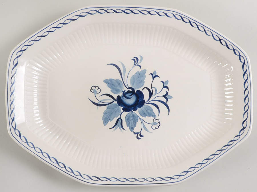Baltic Blue (Older, Cream) 13" Oval Serving Platter by Adams China-1