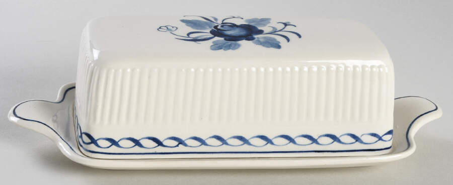 Baltic Blue (Older, Cream) 1/4 Lb Covered Butter by Adams China-1