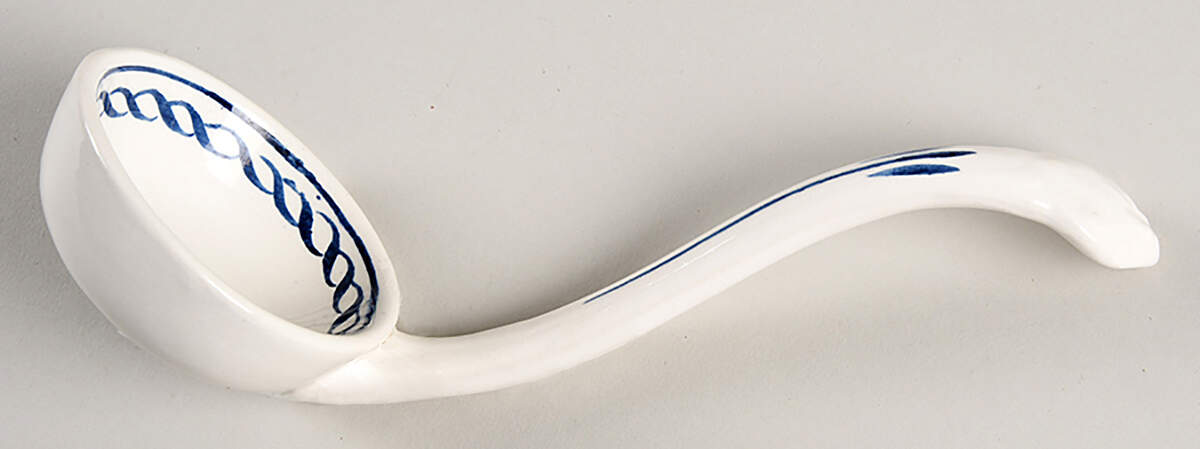 Baltic Blue (Older, Cream) Solid Piece Sauce Ladle by Adams China-1