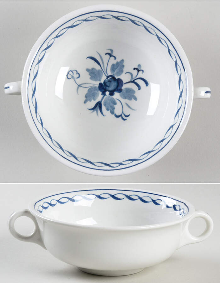 Baltic Blue (Older, Cream) Flat Cream Soup Bowl by Adams China-1