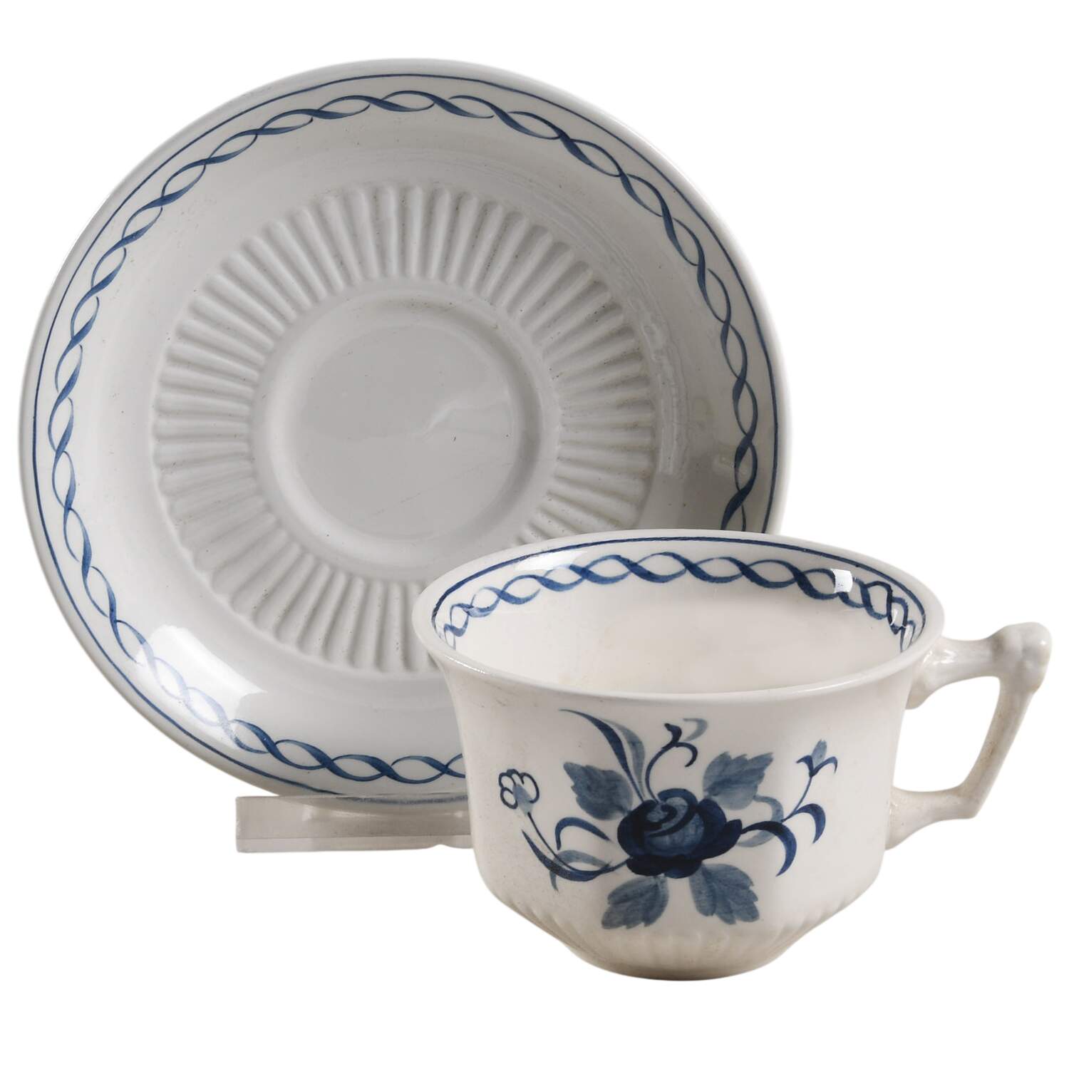 Baltic Blue (Older, Cream) Flat Cup & Saucer Set by Adams China-1