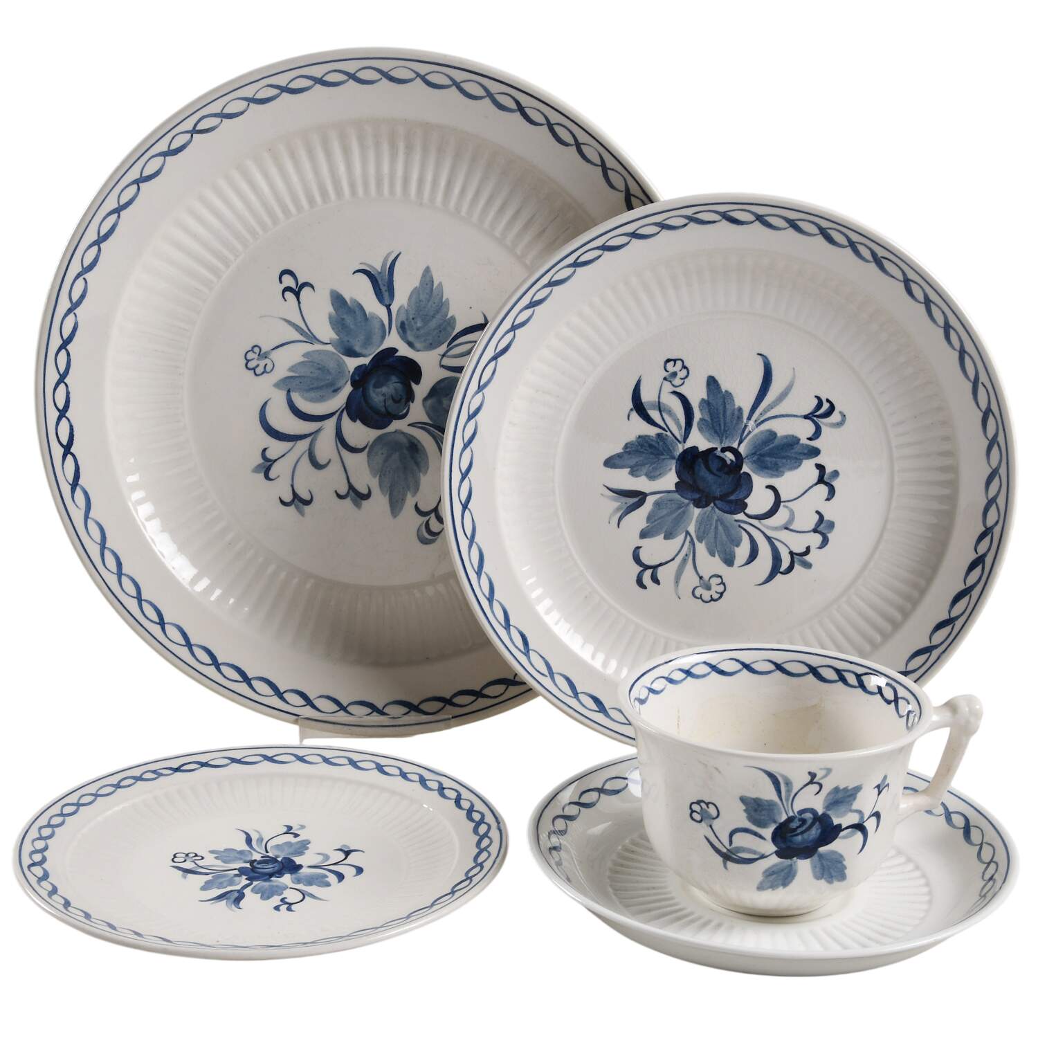 Baltic Blue (Older, Cream) 5 Piece Place Setting by Adams China-1