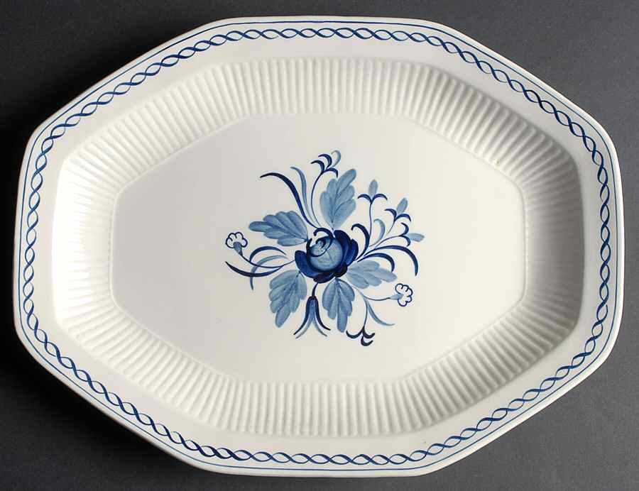 Baltic Blue (Older, Cream) 15" Octagonal Serving Platter by Adams China-1