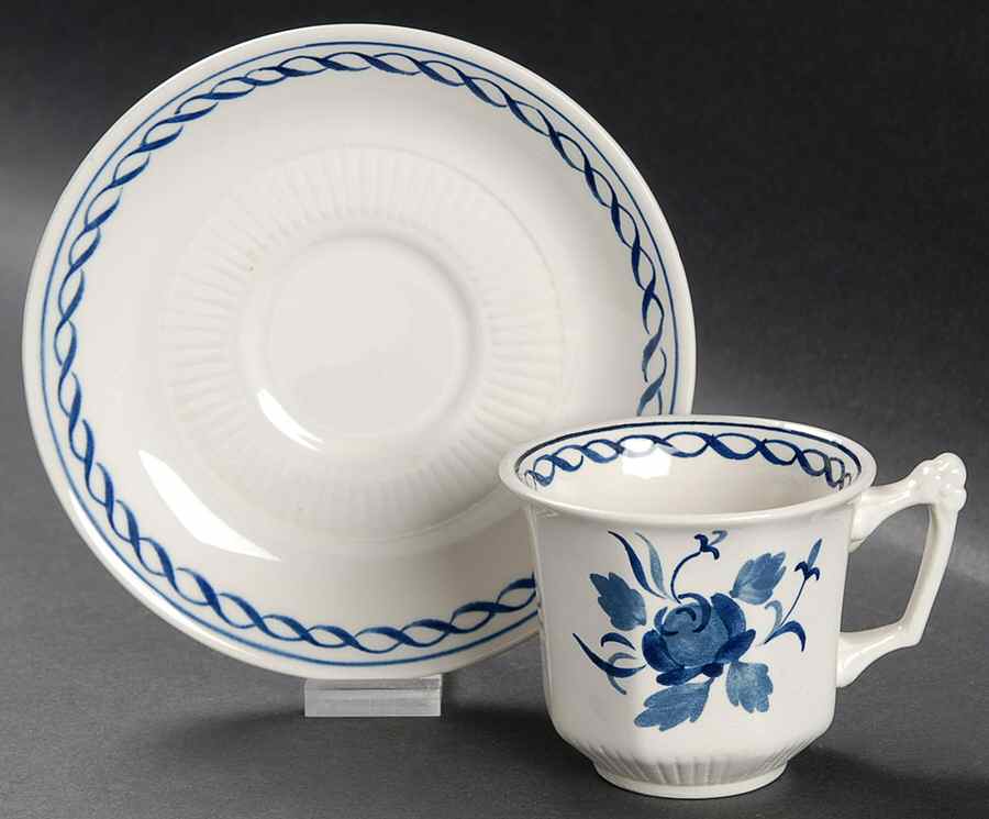 Baltic Blue (Older, Cream) Flat Demitasse Cup & Saucer Set by Adams China-1