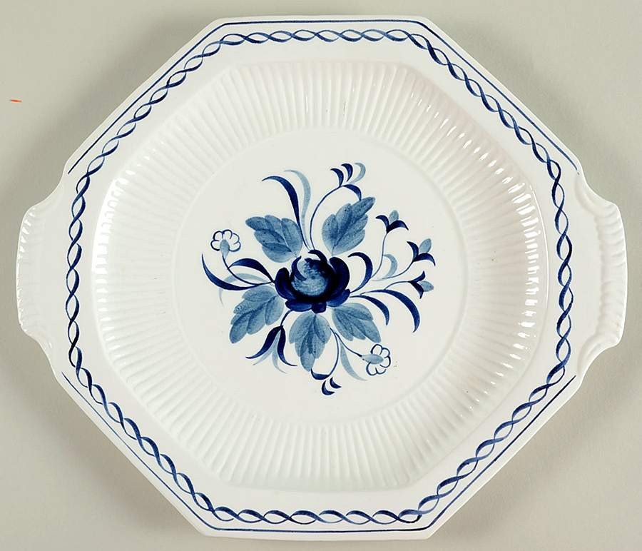 Baltic Blue (Older, Cream) Handled Cake Plate by Adams China-1