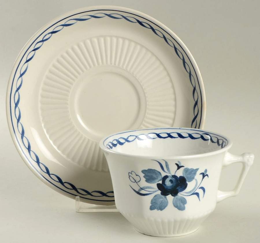 Baltic Blue (Older, Cream) Oversized Cup & Saucer Set by Adams China-1