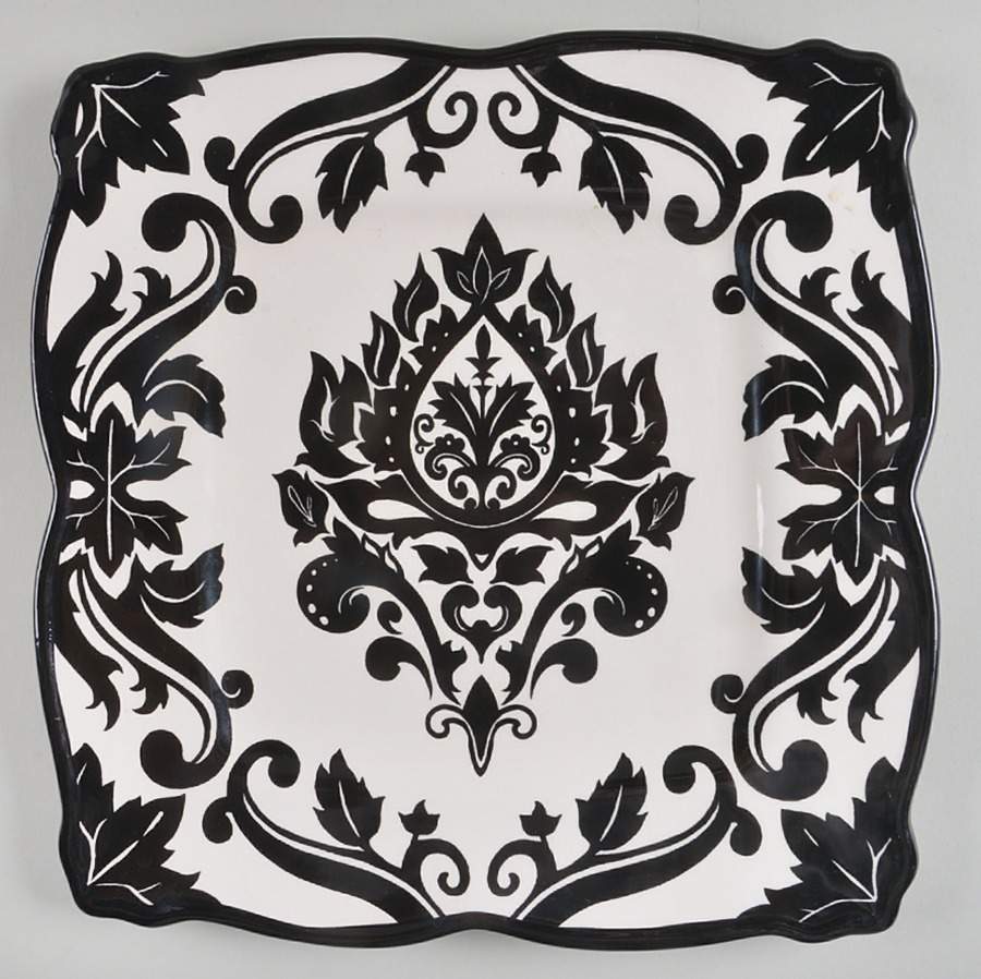 Damask Black Square Chop Plate by 222 Fifth (PTS)-1