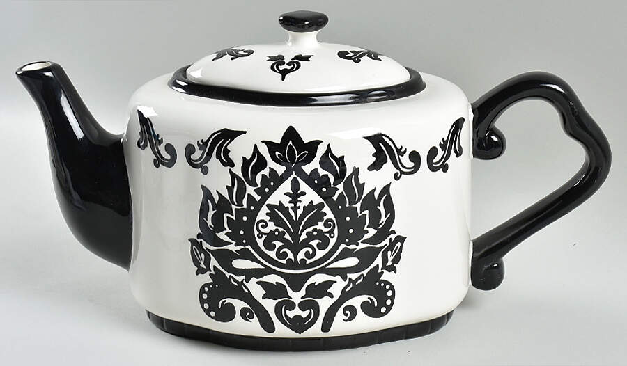Damask Black Teapot & Lid by 222 Fifth (PTS)-1