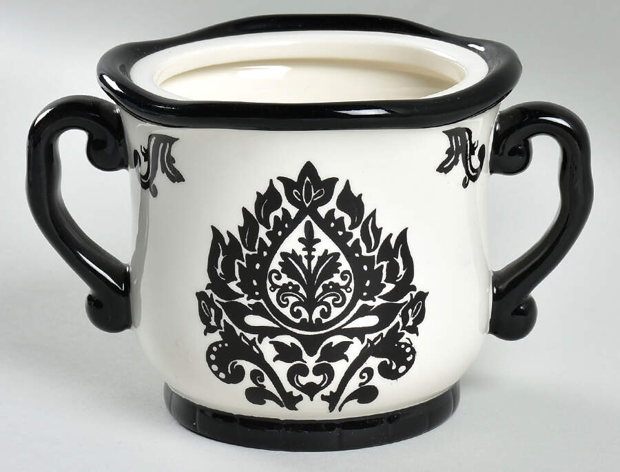 Damask Black Sugar Bowl No Lid by 222 Fifth (PTS)-1