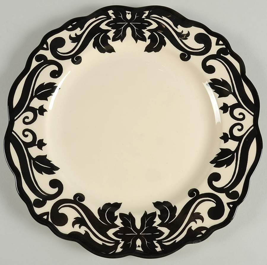 Damask Black Dinner Plate by 222 Fifth (PTS)-1