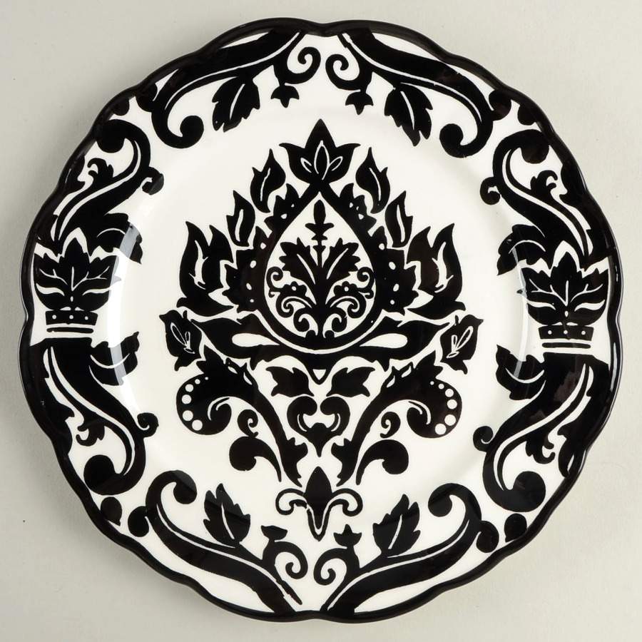 Damask Black Salad Plate by 222 Fifth (PTS)-1