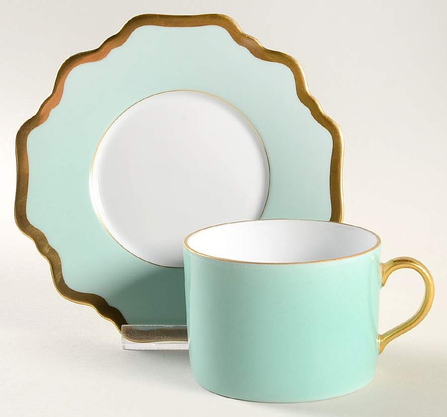 Anna's Palette Aqua Green Flat Cup & Saucer Set by Anna Weatherley-1