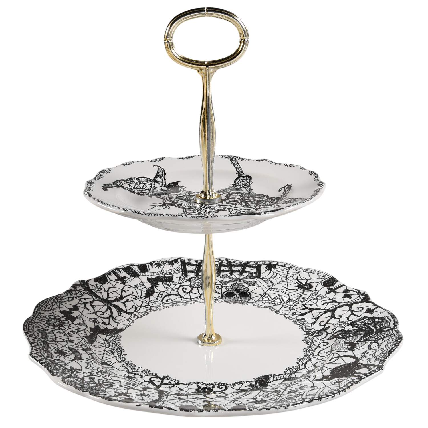 Wiccan Lace 6 5/8"-10"  2 Tiered Serving Tray (Dp, Sp) HC by 222 Fifth (PTS)-1