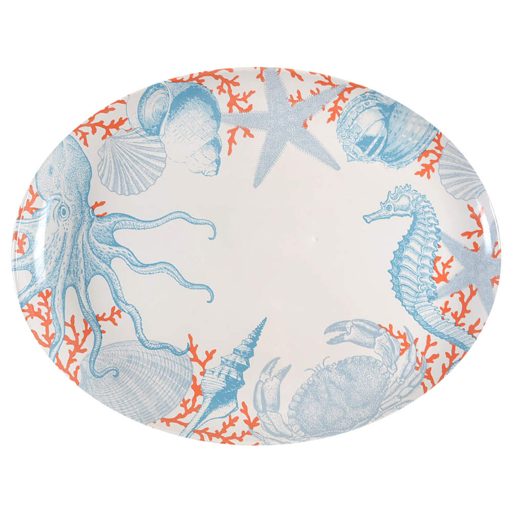 Coastal Life Grenada 18" Oval Serving Platter by 222 Fifth (PTS)-1