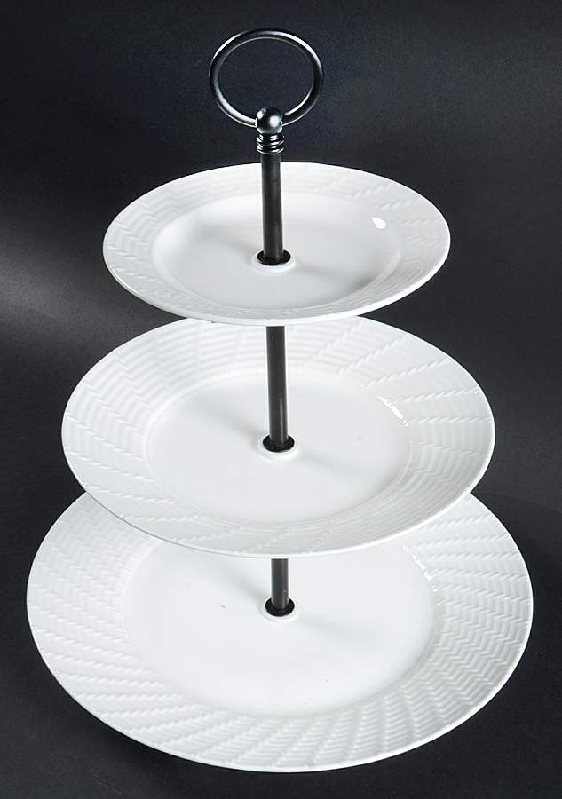 Basket Weave 3-Tiered Serving Tray (DP, SP, BB) by 222 Fifth (PTS)-1