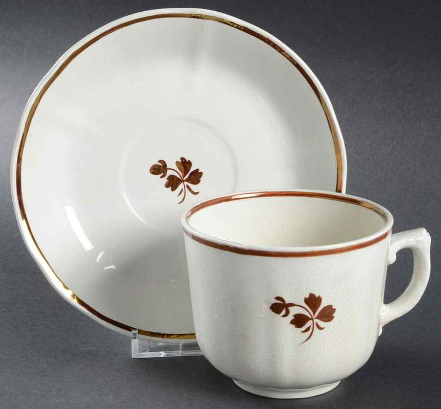 Tea Leaf (Raised Panel Rim) Flat Cup & Saucer Set by Anthony Shaw-1