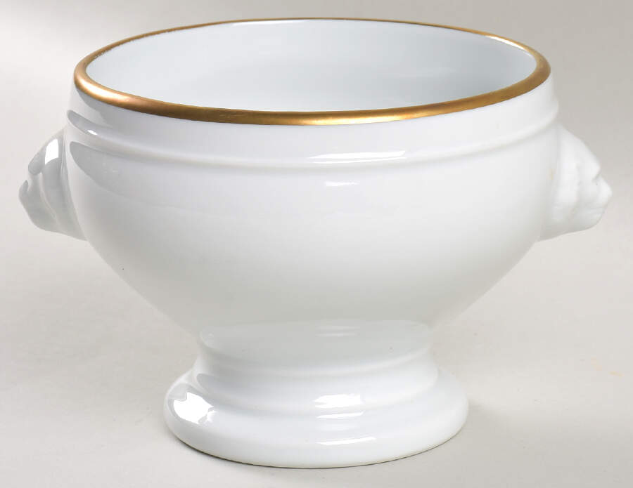 Gold Rimmed Individual Handled Soup Bowl by Apilco-1