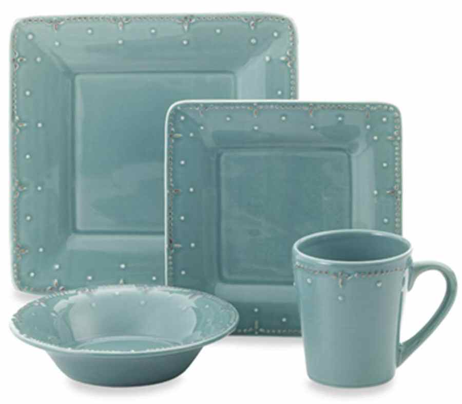 Genevieve Slate Blue Square Dinner Plate by American Atelier-1