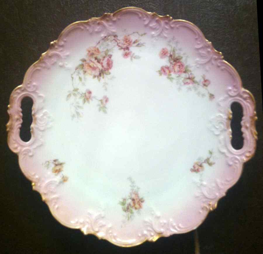 AKF68 Handled Cake Plate by A Klingenberg France-Austria-1