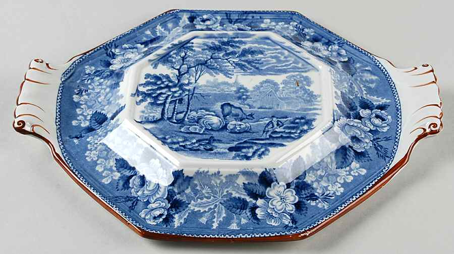 Cattle Scenery Blue (Brown Trim) Underplate for Octagonal Tureen by Adams China-1