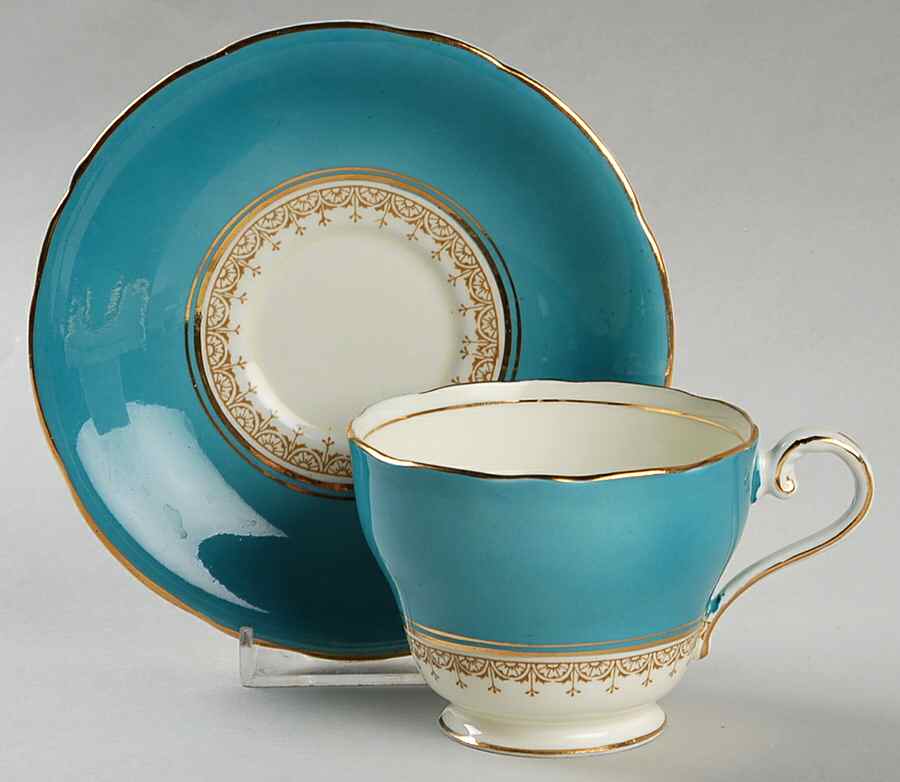 B3333 Teal Footed Cup & Saucer Set by John  Aynsley & Sons-1