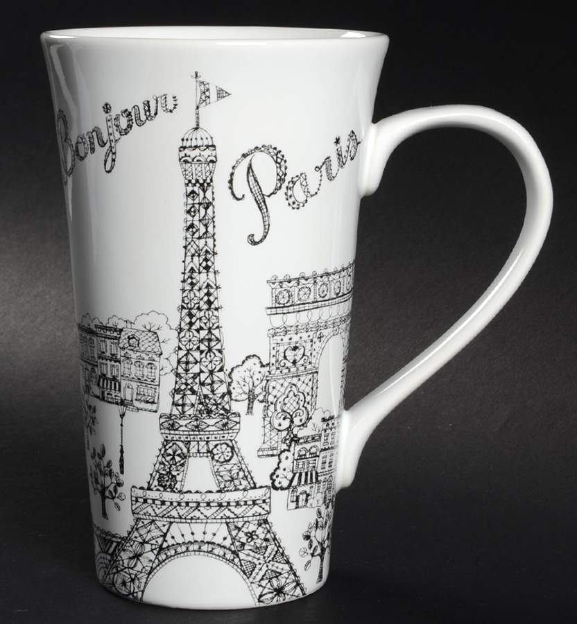 Bonjour Paris Latte Mug by 222 Fifth (PTS)-1