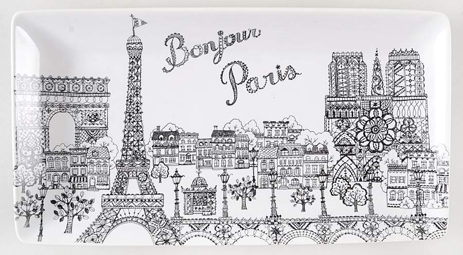 Bonjour Paris 12" Rectangular Serving Platter by 222 Fifth (PTS)-1