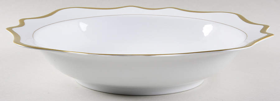Antique White (Gold Trim) 13" Large Salad Serving Bowl by Anna Weatherley-1