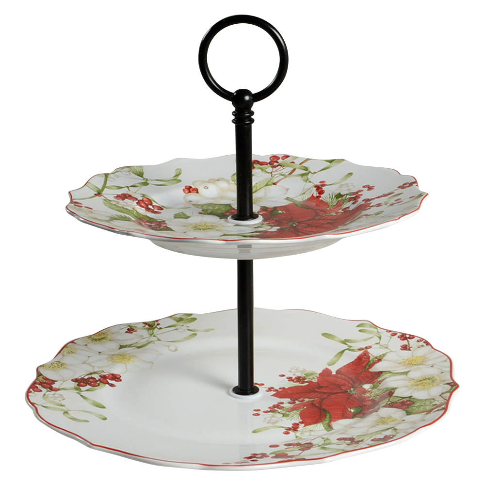 Winter Harmony 2 Tiered Serving Tray (Dinner & Salad Plate) by 222 Fifth (PTS)-1