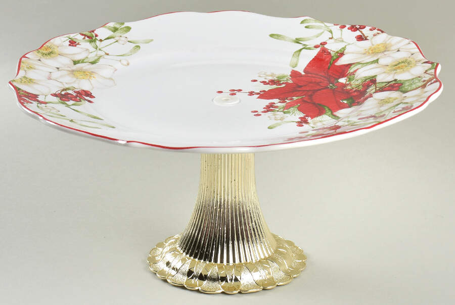 Winter Harmony Cake Stand with 4"-5" Metal Pedestal  Hc by 222 Fifth (PTS)-1