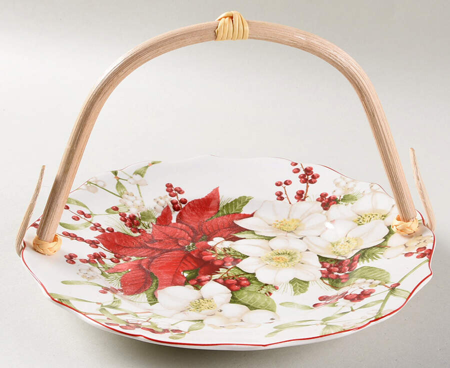 Winter Harmony 5 3/8"-5 5/8" Bamboo Handled Serving Plate  HC by 222 Fifth (PTS)-1