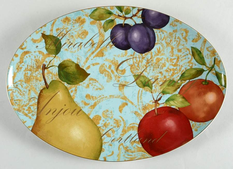 Fruit Renaissance 14" Oval Serving Platter by 222 Fifth (PTS)-1