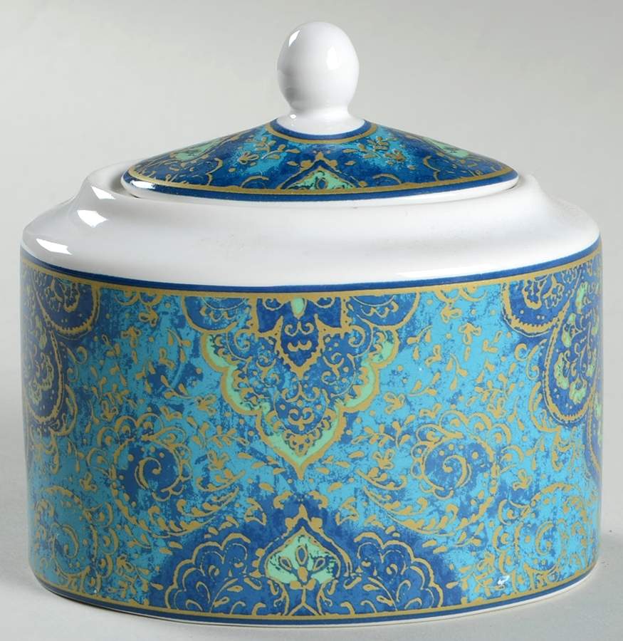 Eva Opulent Blue Sugar Bowl & Lid by 222 Fifth (PTS)-1