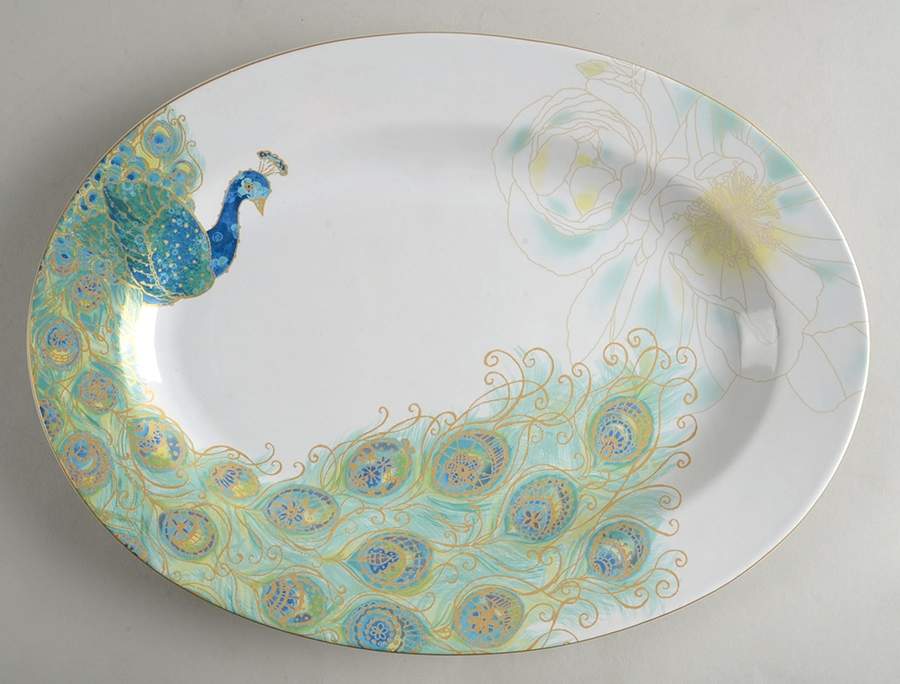 Lakshmi 14" Oval Serving Platter by 222 Fifth (PTS)-1