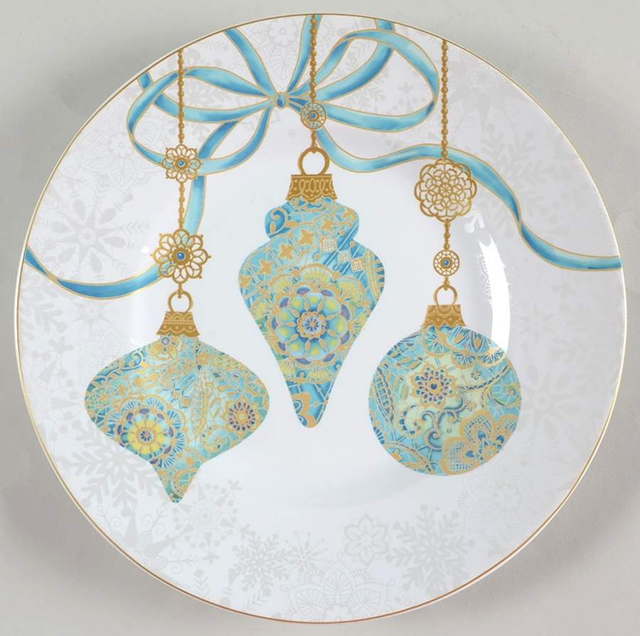 Opulent Ornaments Teal Salad Plate by 222 Fifth (PTS)-1