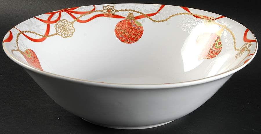 Opulent Ornaments Red 10" Round Serving Bowl by 222 Fifth (PTS)-1