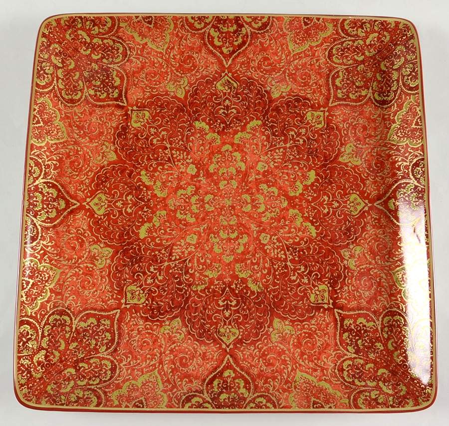 Eva Opulent Red 14" Square Platter by 222 Fifth (PTS)-1