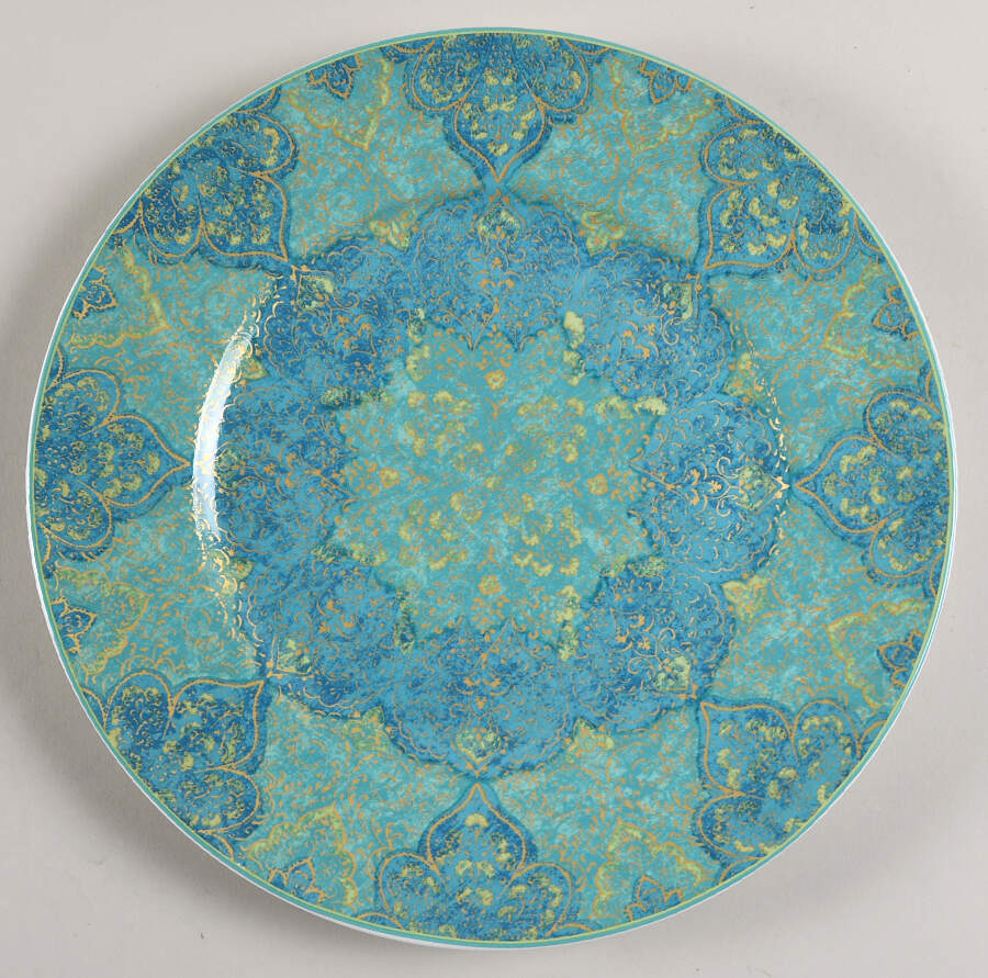 Eva Opulent Teal Dinner Plate by 222 Fifth (PTS)-1