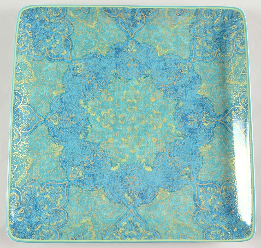 Eva Opulent Teal 14" Square Platter by 222 Fifth (PTS)-1