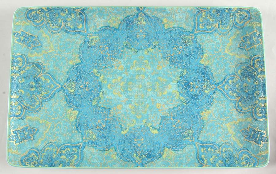 Eva Opulent Teal 15" Rectangular Serving Platter by 222 Fifth (PTS)-1