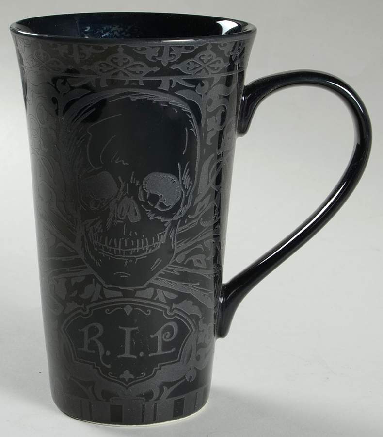 Halloween Skulls Black Latte Mug by 222 Fifth (PTS)-1