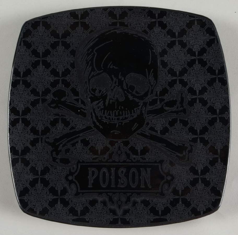 Halloween Skulls Black Square Appetizer Plate by 222 Fifth (PTS)-1