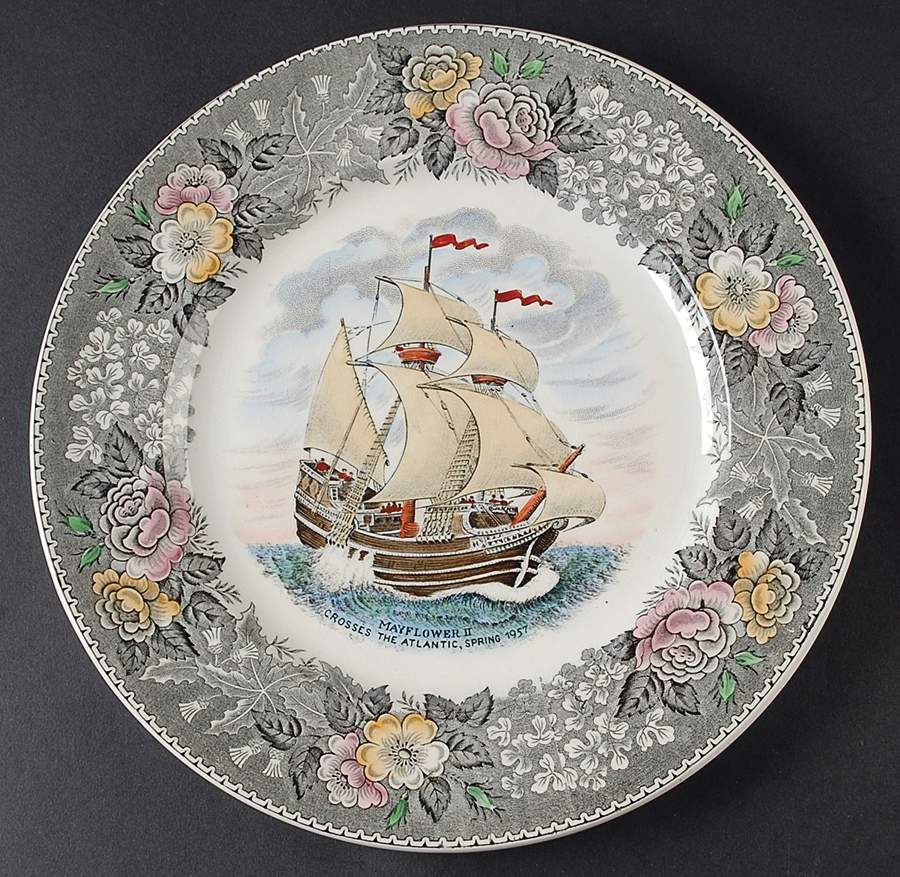 Mayflower II Multicolor Dinner Plate by Adams China-1