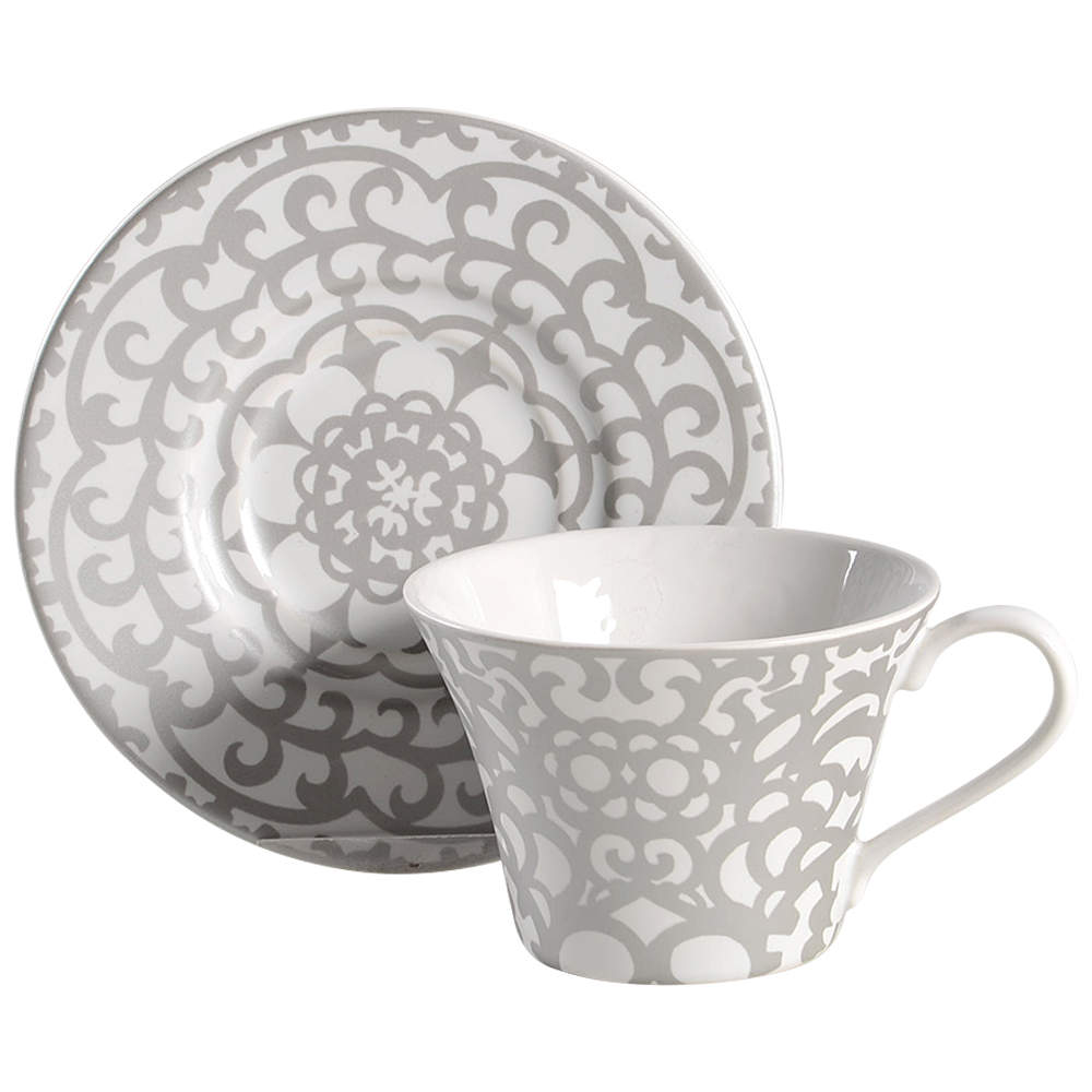 Casbah Silver Flat Cup & Saucer Set by 222 Fifth (PTS)-1