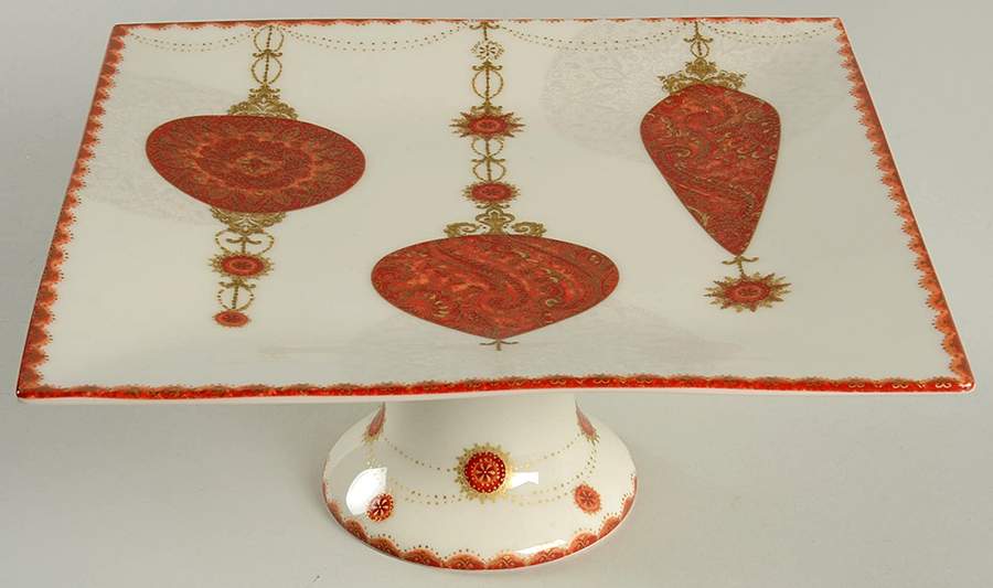 Constantina Red 10" Diameter Pedestal Cake Stand by 222 Fifth (PTS)-1